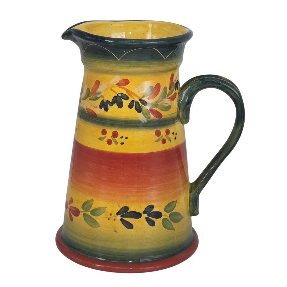 Tabletops Gallery La Province Hand Painted Hand Crafted Ceramic Pitcher 80oz - Picture 8 of 13